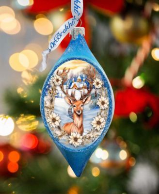 Majestic Forest Deer Drop Holiday Mercury Glass Ornaments G. DeBrekht