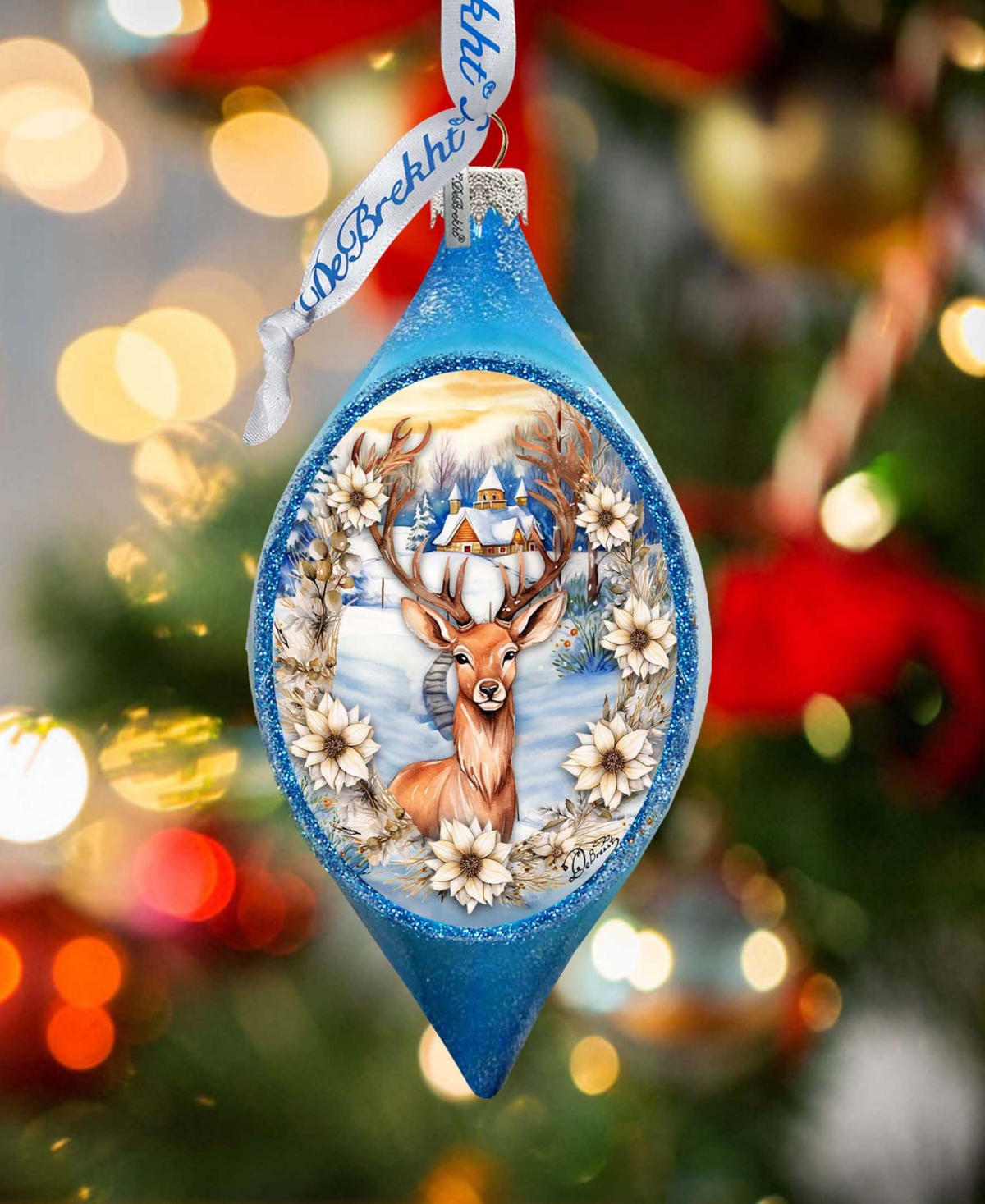 Designocracy Majestic Forest Deer Drop Holiday Mercury Glass Ornaments G. Debrekht In Multi Color