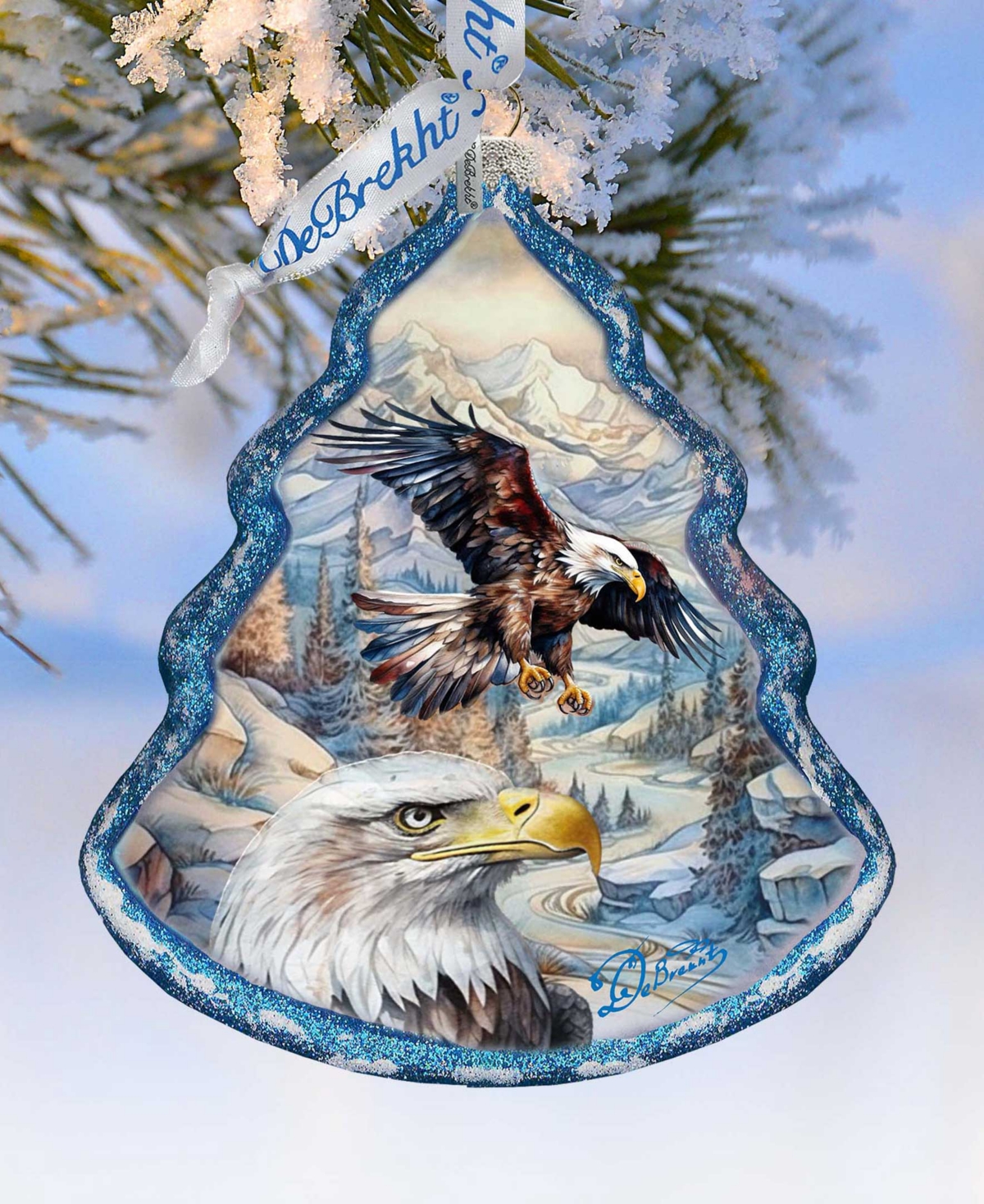 Designocracy The Land Of The Free-american Eagle Tree Glass Christmas Ornaments G. Debrekht In Multi Color