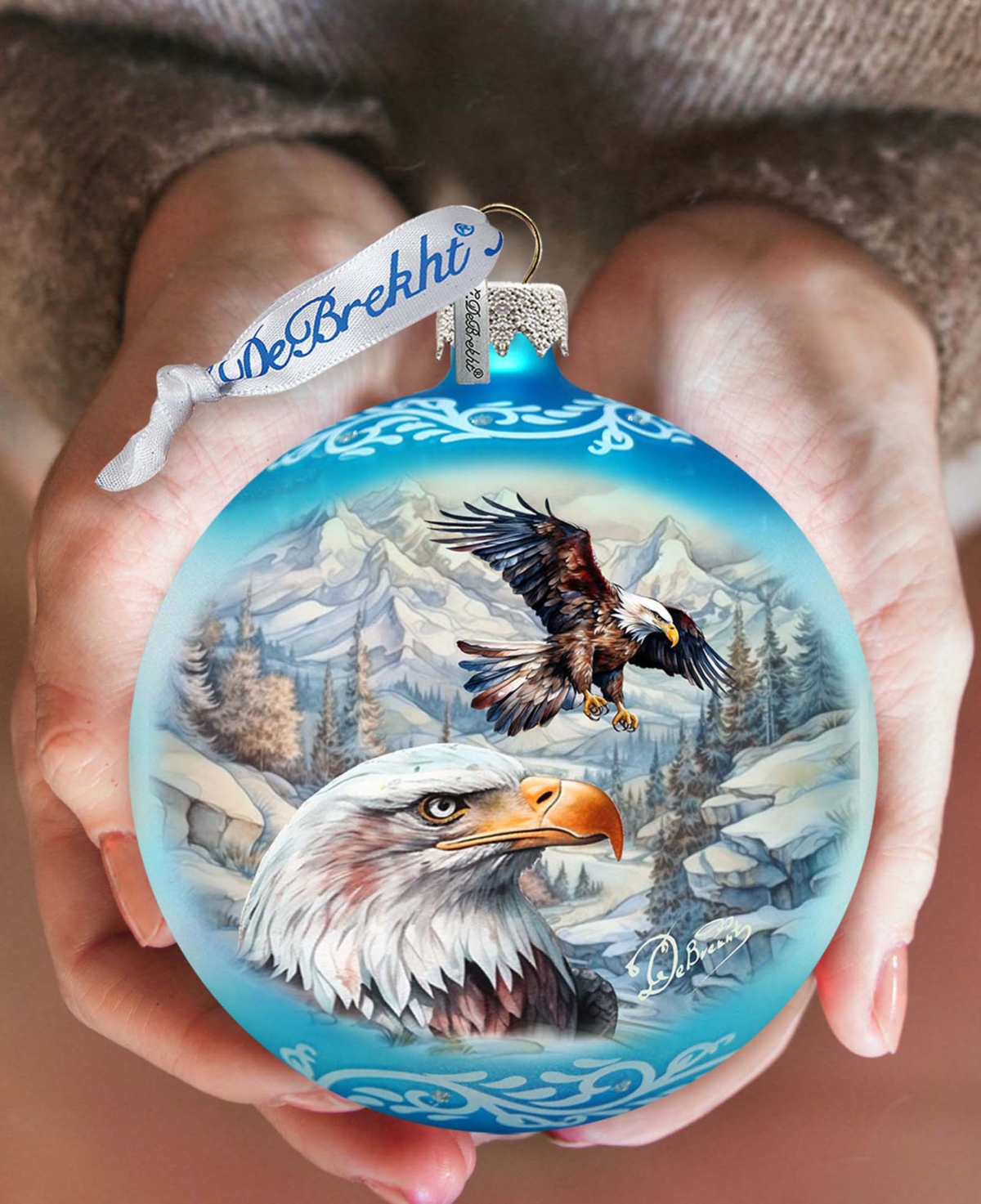 Designocracy The Land Of The Free-american Eagle Ball Christmas Glass Ornaments G. Debrekht In Multi Color