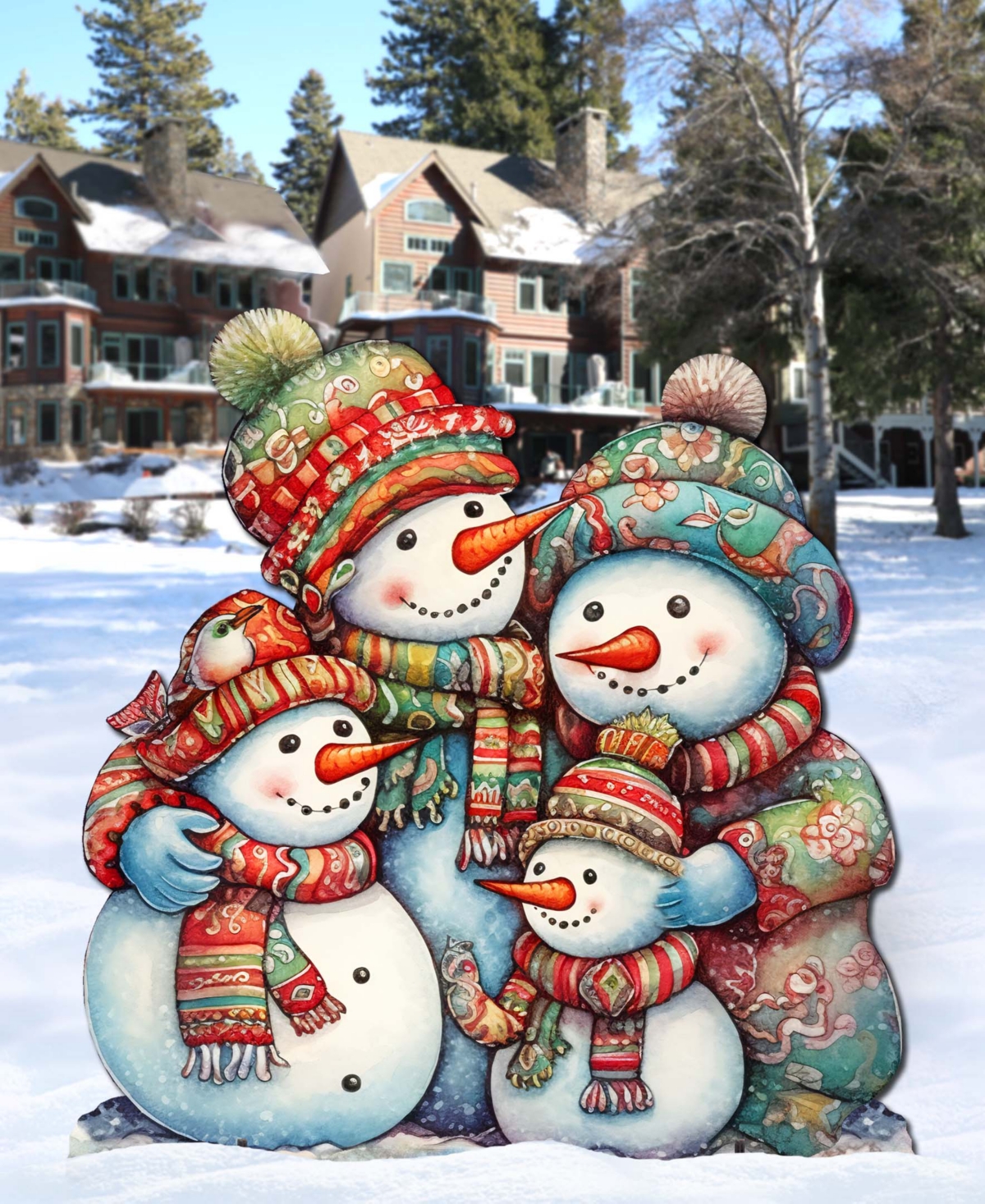 Designocracy Snowman Family 30" Christmas Free Standing Garden Decor G. Debrekht In Multi Color