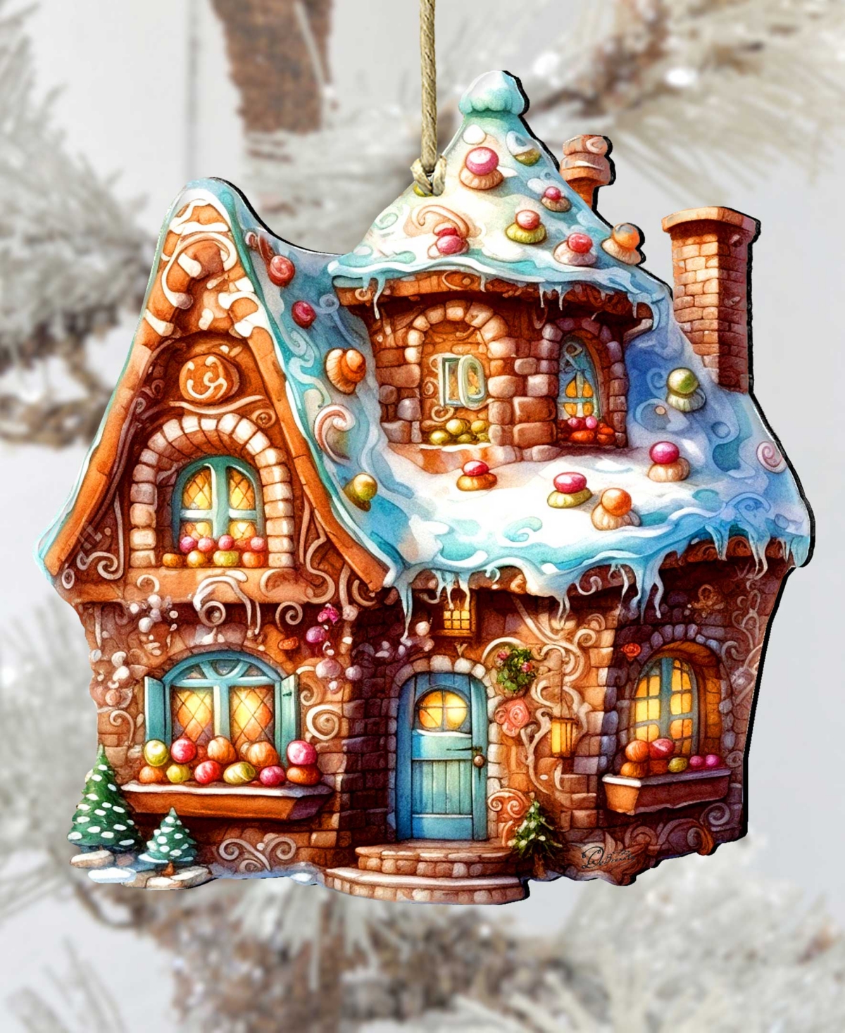 Shop Designocracy Gingerbread House Christmas Wooden Ornaments Holiday Decor G. Debrekht In Multi Color