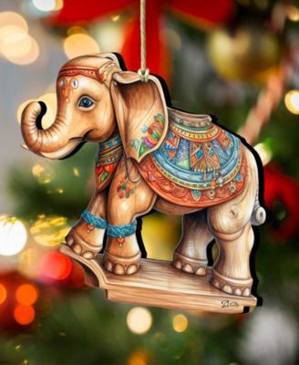 Carousel Elephant Christmas Wooden Ornaments Holiday Decor G. DeBrekht