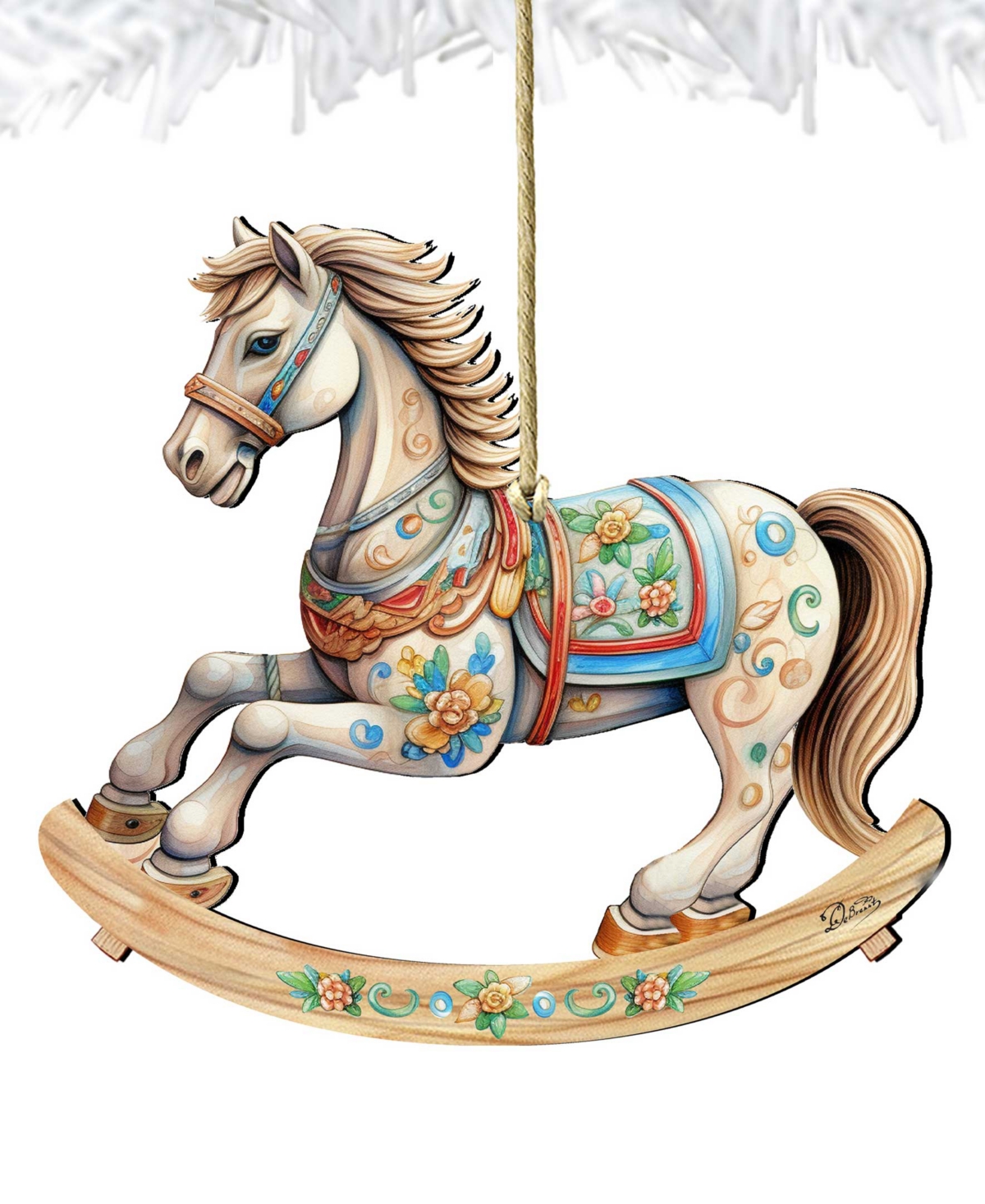 Designocracy Rocking Horse Christmas Wooden Ornaments Holiday Decor G. DeBrekht