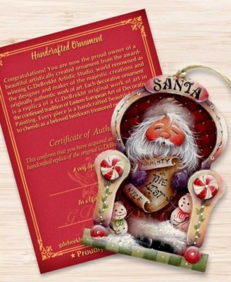 Santa Checking his List Christmas Wooden Ornaments Holiday Decor J. Mills-Price