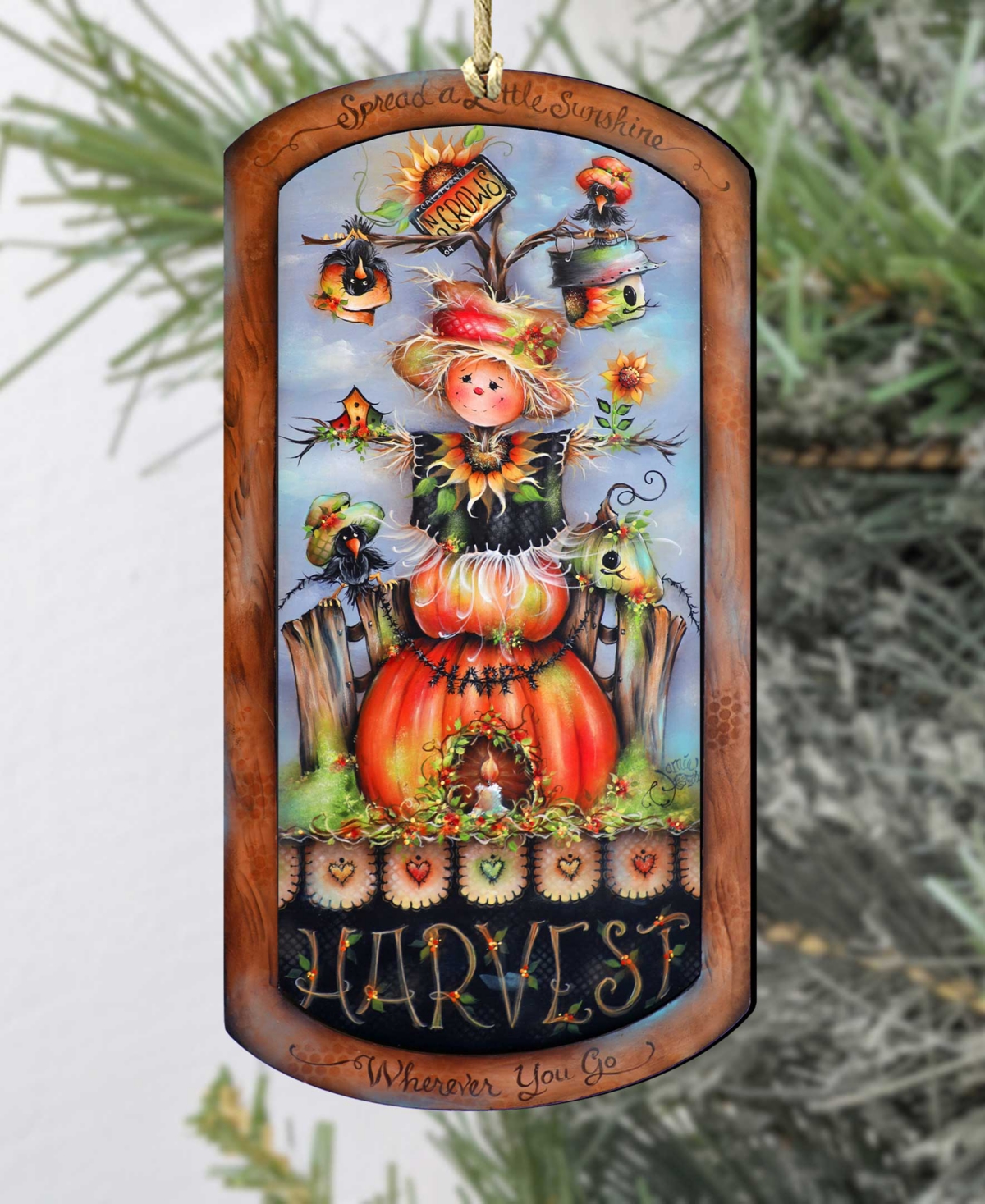 Shop Designocracy Holiday Wooden Ornaments Harvest Pumpkin Scarecrow Home Decor J. Mills-price In Multi Color