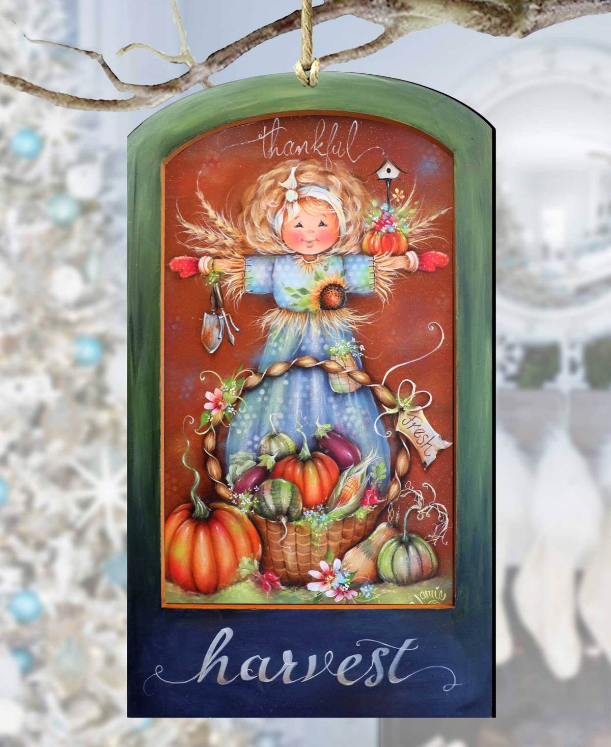 Designocracy Holiday Wooden Ornaments Thankful Harvest Home Decor J. Mills-price In Multi Color