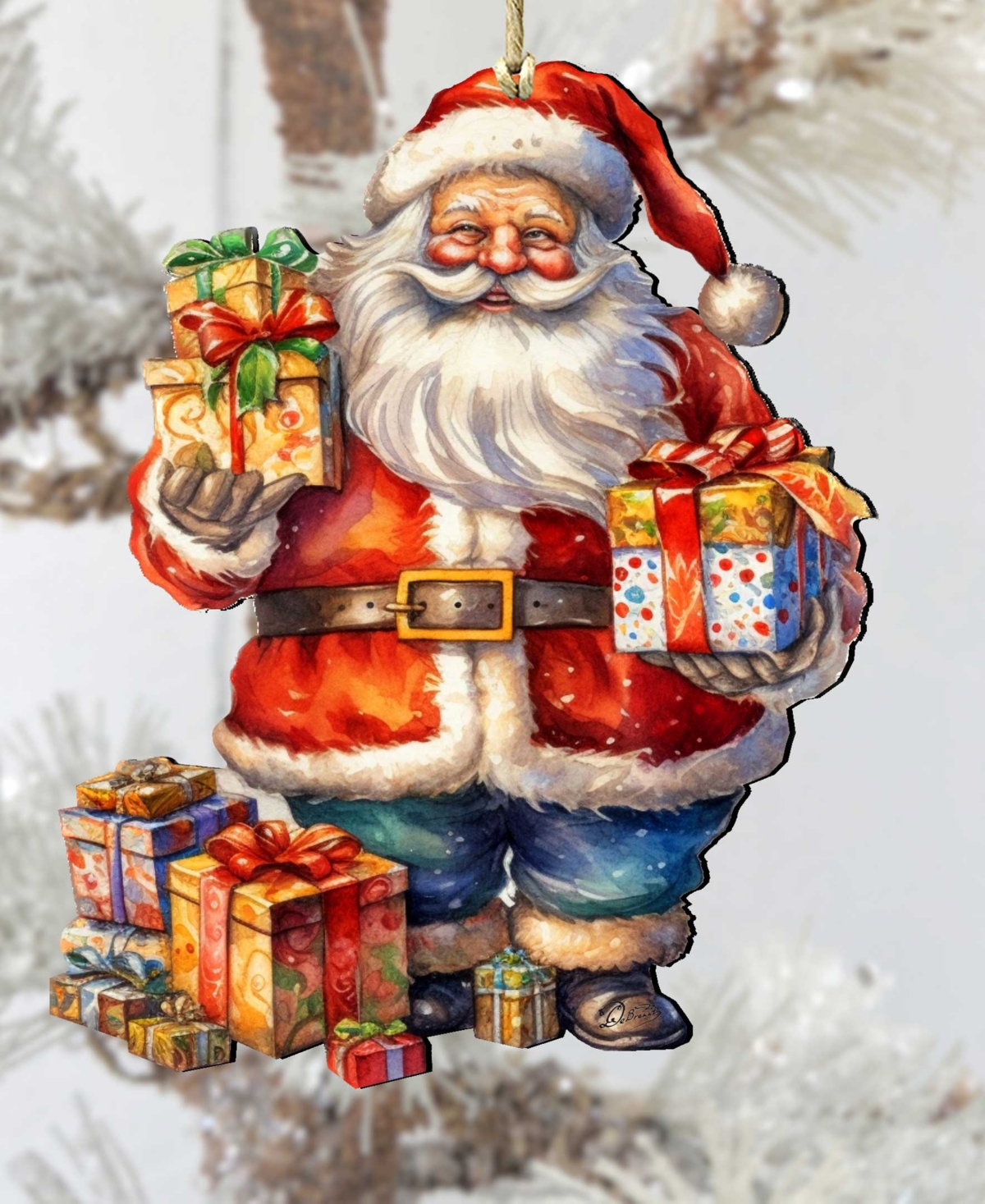 Designocracy Merry Delivery Santa Christmas Wooden Ornaments Holiday Decor G. DeBrekht