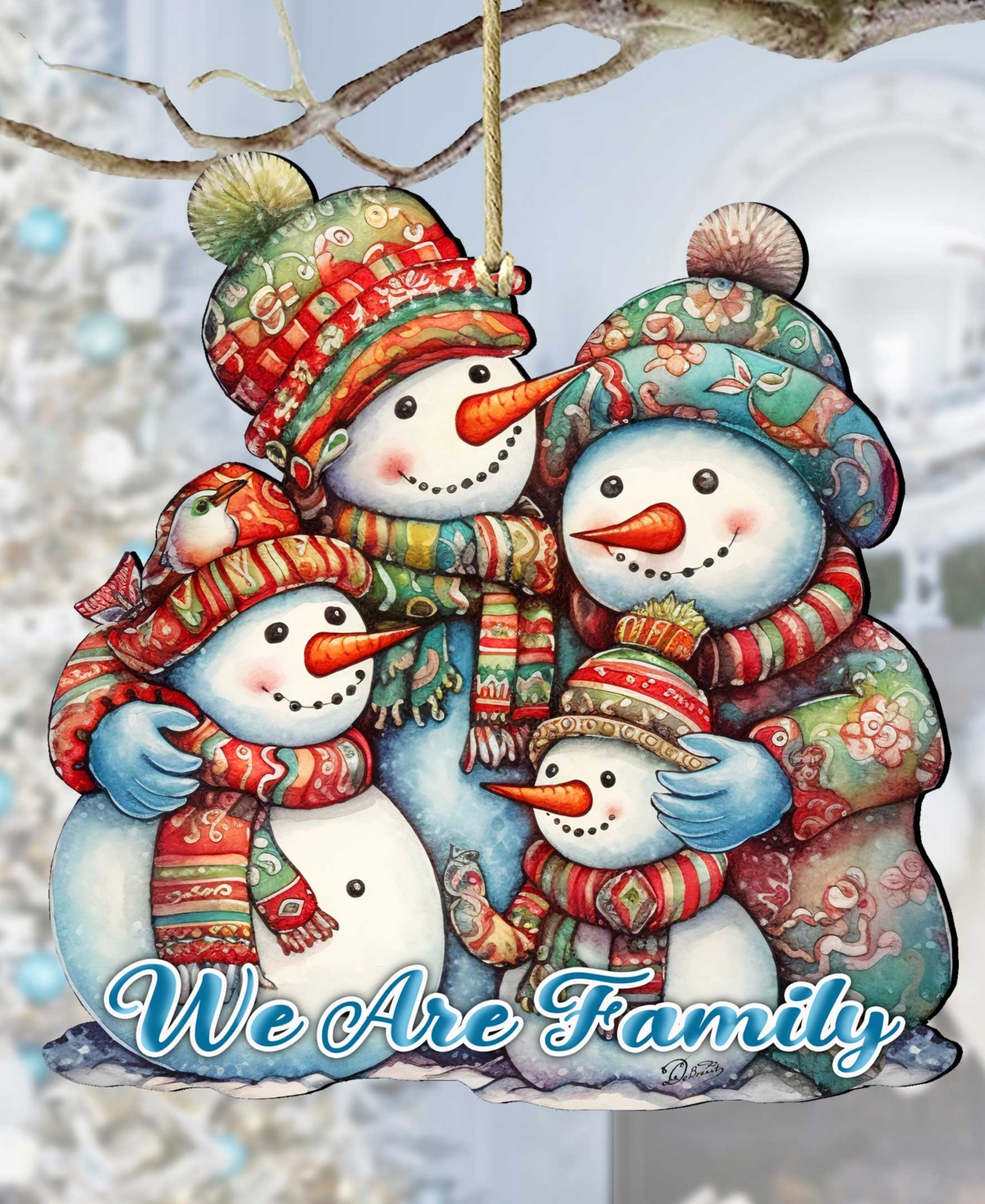Designocracy Snowmen Family Christmas Wooden Ornaments Holiday Decor G. Debrekht In Multi Color