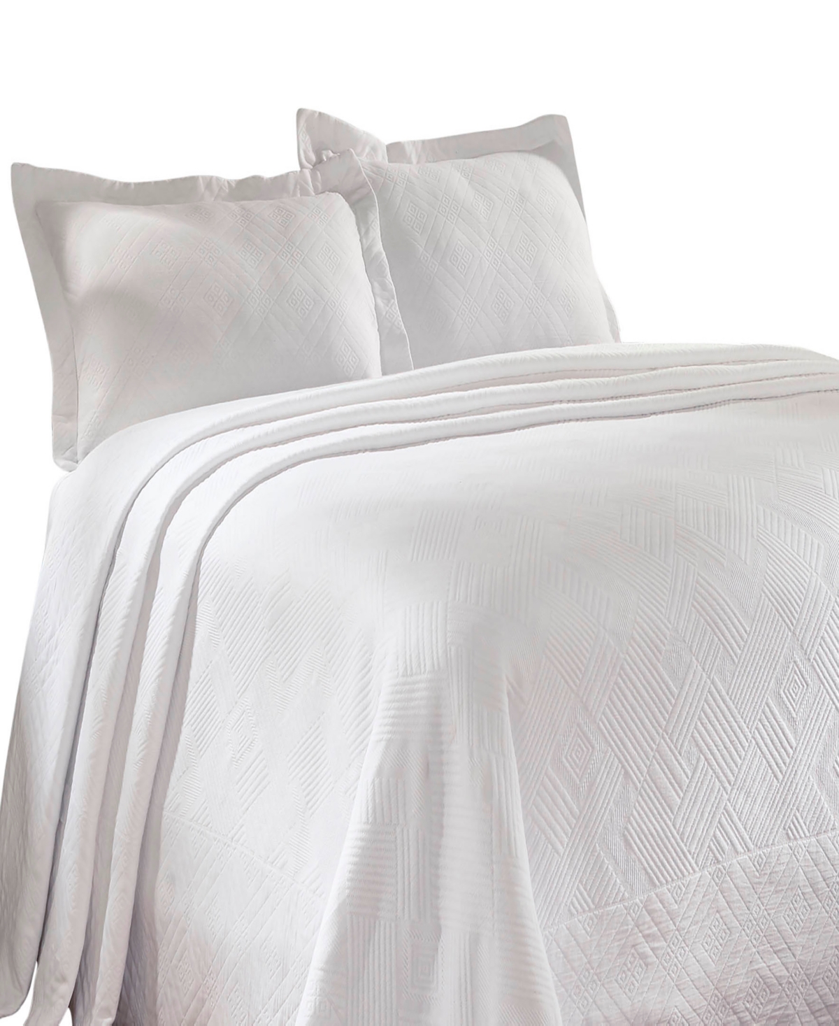 Superior Geometric Fret Textured Jacquard Matelasse All-season 3-piece Bedspread Set, Full In White