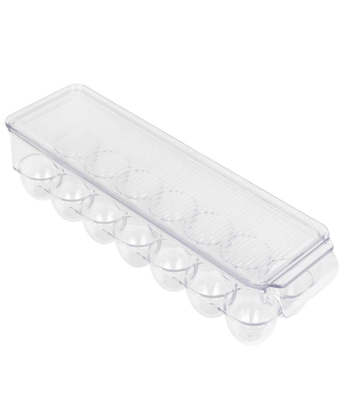 Stackable Refrigerator Egg Holder Bin with Handle and Lid, 14.65" x 3.25" - Clear