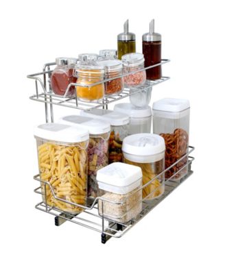 Medium 2-Tier Pull Out Cabinet Shelf, 14" x 18-32"