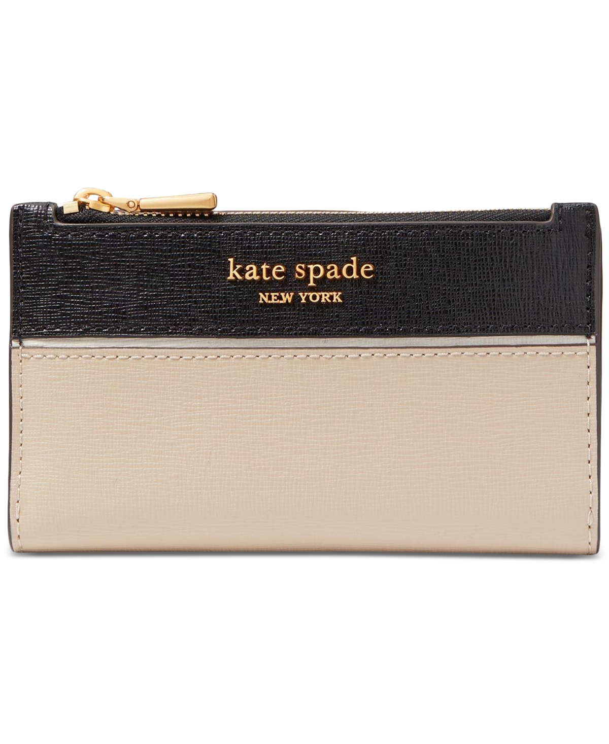 Kate Spade New York Morgan Color Blocked Saffiano Leather Slim Bifold Small Wallet In Earthenware Black Multi