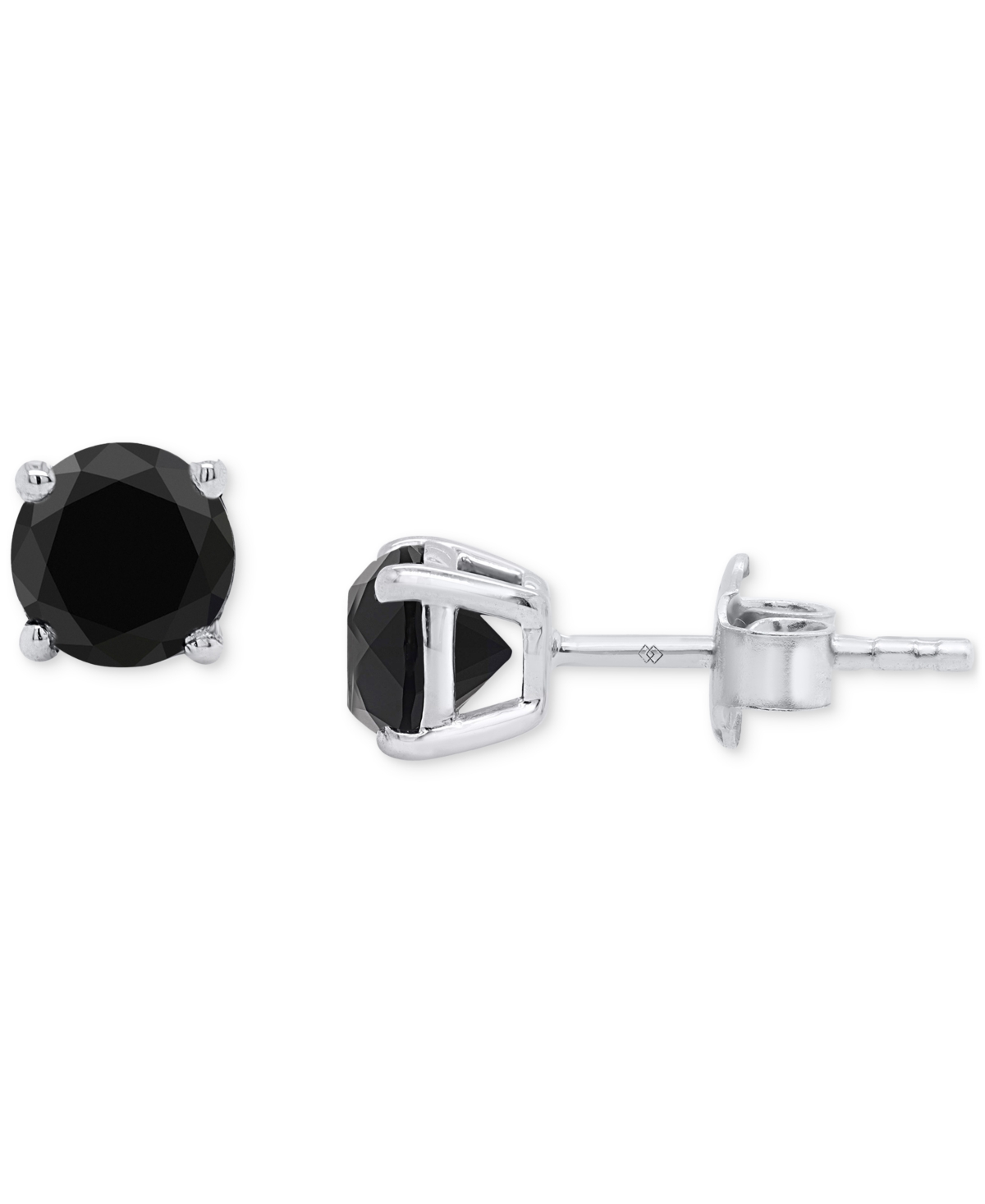 Macy's Black Diamond Stud Earrings (2 Ct. T.w.) In Sterling Silver