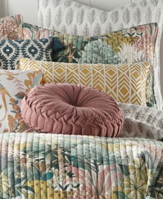 Ashika Diamond Embroidered Beaded Decorative Pillow, 12" x 24"