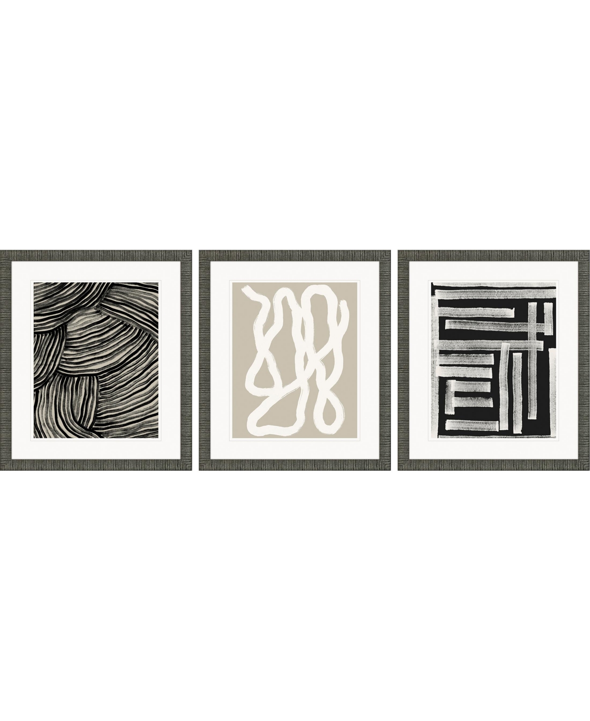 Paragon Picture Gallery Naive Lines Iv Framed Art, Set Of 3 In Black