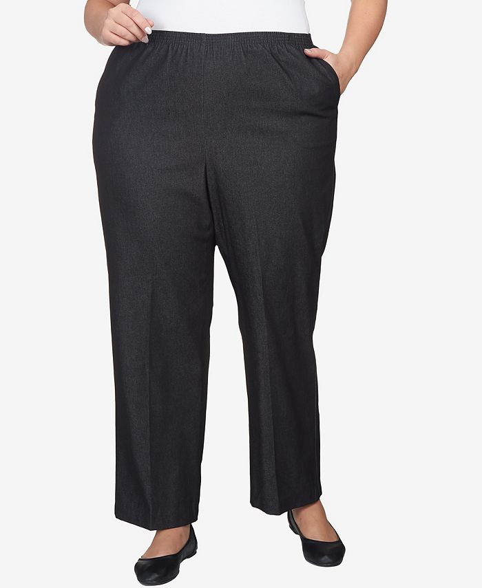 Alfred Dunner Plus Size Comfort Waistband Mid Rise Average Length Straight Leg Denim Pant Macy s