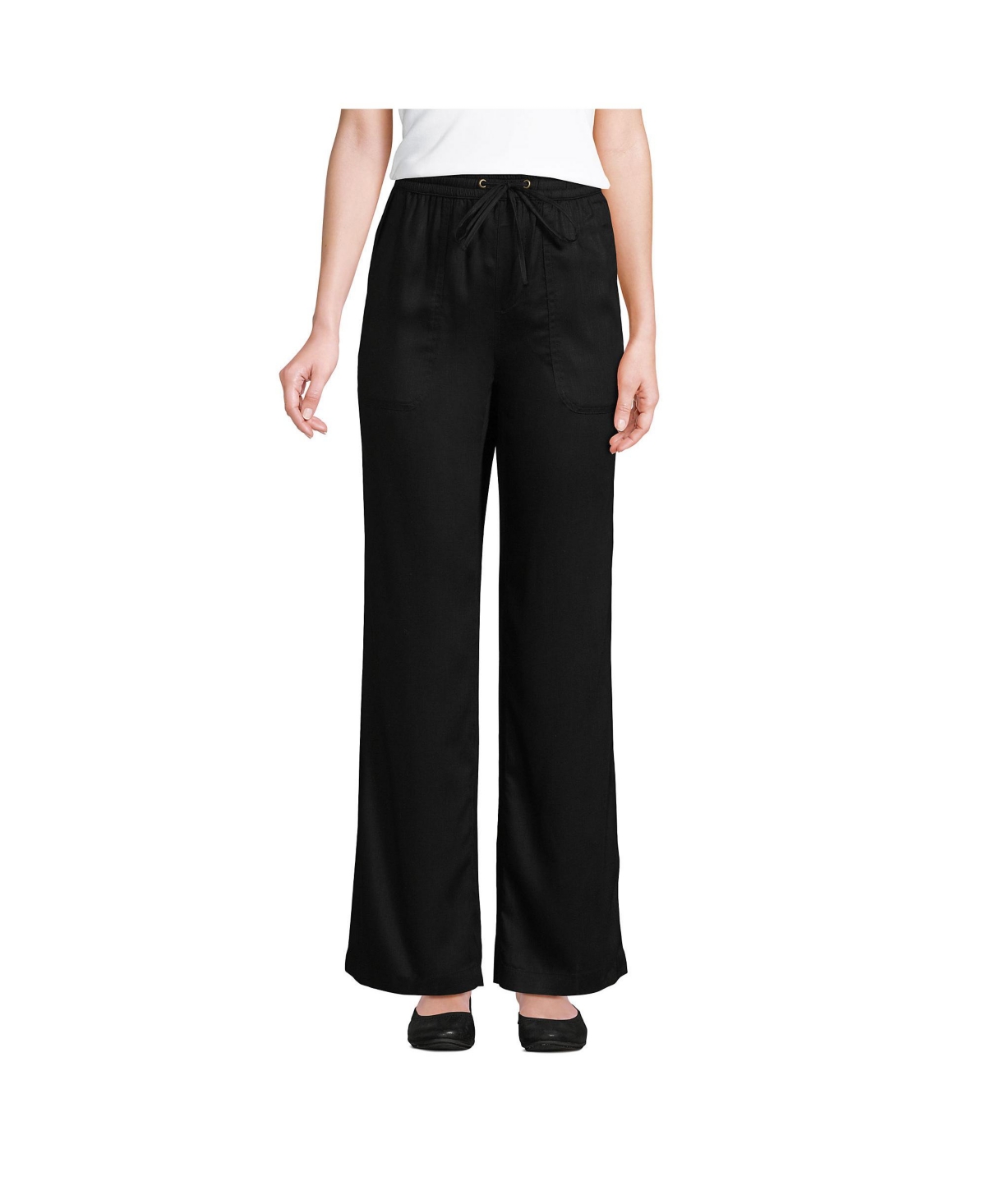 Lands' End Women's Tencel Fiber High Rise Wide Leg Pants
