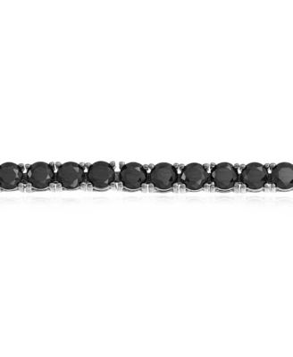 Jewelry 10 CT CZ Round Solitaire Tennis Bracelet Cubic Zirconia Black Sterling Silver 7 Inch