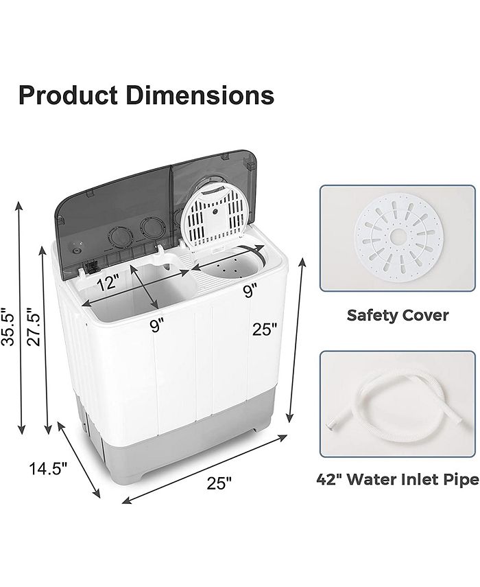 Costway Portable Twin Tub Washing Machine Washer(13.2lbs) & Spinner (8