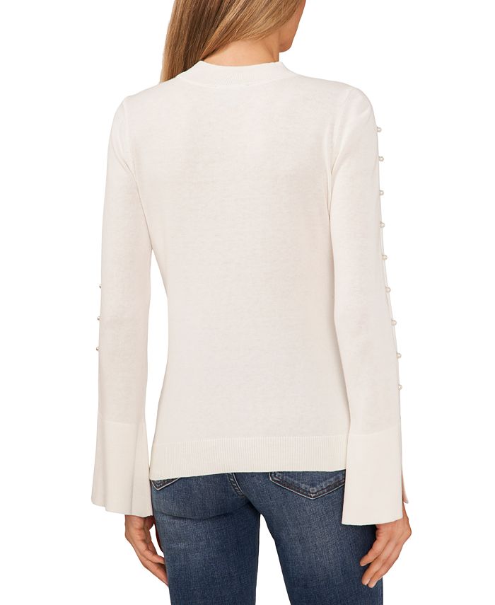 CeCe Women's MockNeck Imitation Pearl Sweater Macy's