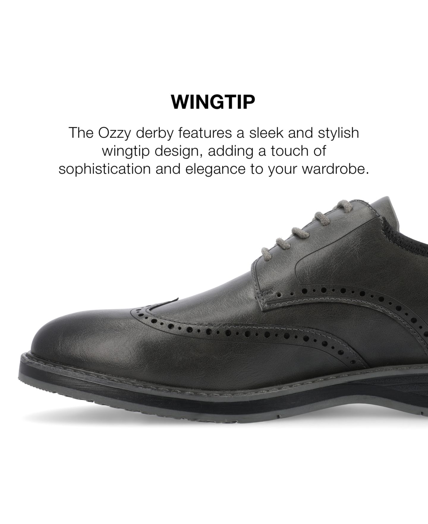 Мужские туфли Vance Co. Ozzy Wingtip Tru Comfort Foam Hybrid Dress Shoes, цвет: Угольный — фото 7