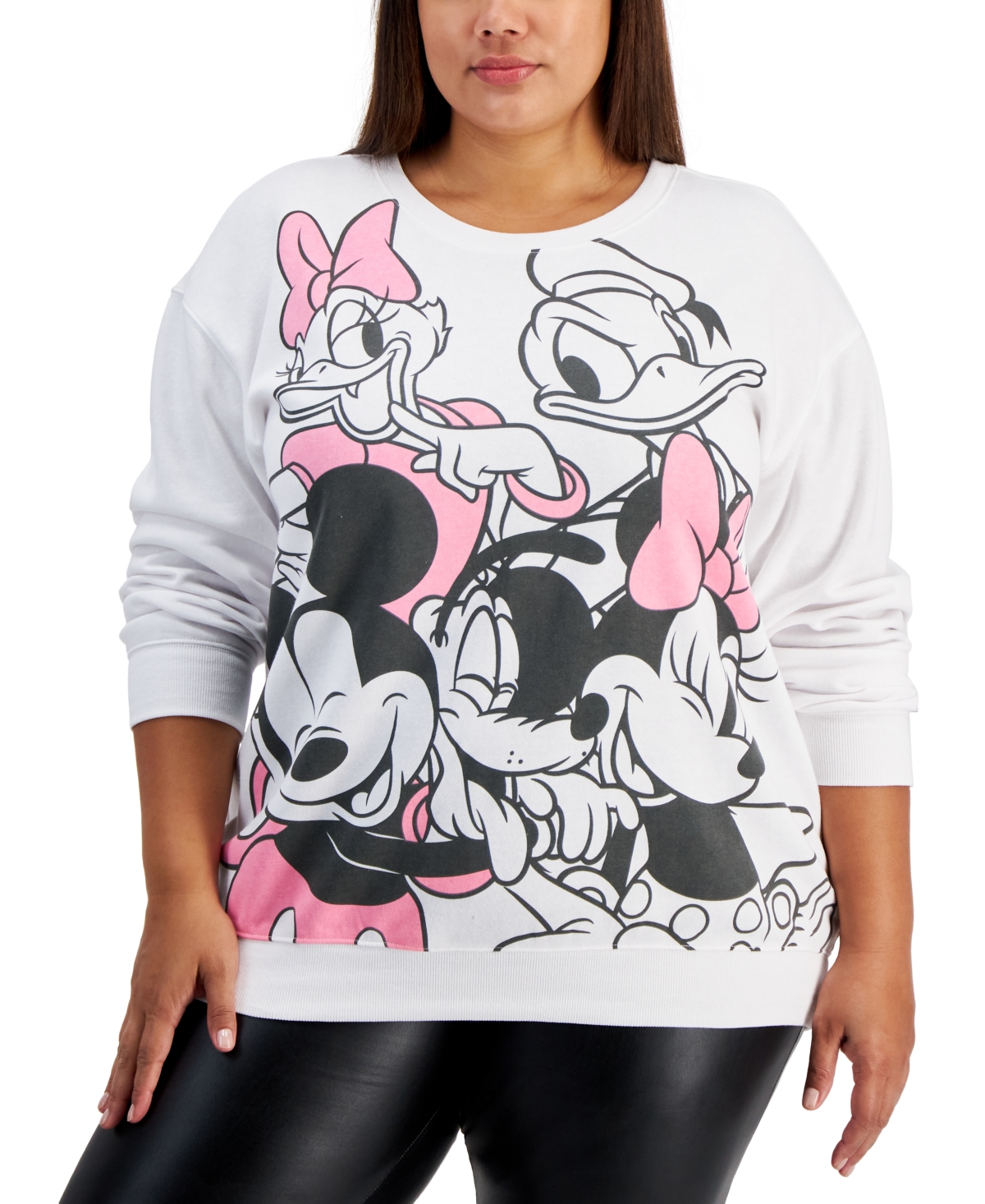 Trendy Plus Size Mickey And Friends Graphic Sweatshirt - White