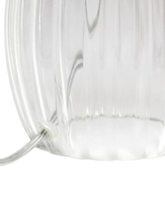 17.63" Contemporary Fluted Glass Bedside Table Lamp with Gray Fabric Shade