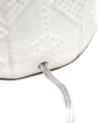 19" Contemporary Bohemian Ceramic Eyelet Pattern Floral Textured Bedside Table Lamp with White Fabric Shade