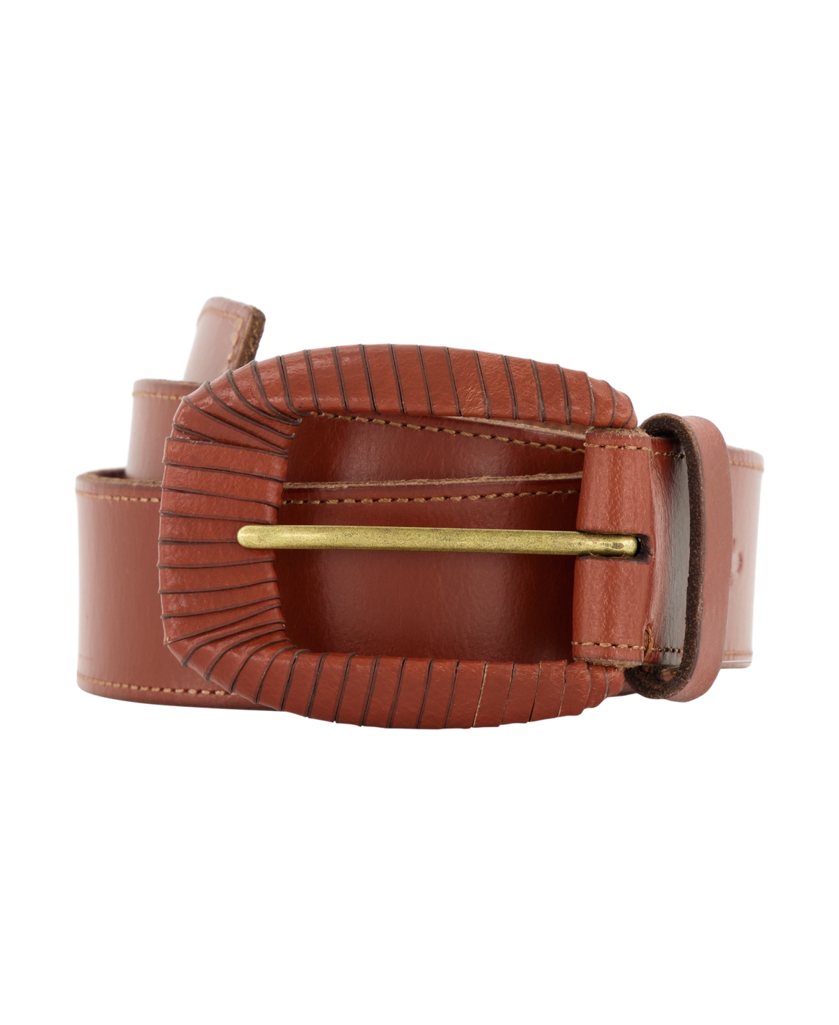 Women's 35mm Wrapped Buckle Leather Belt - Tan