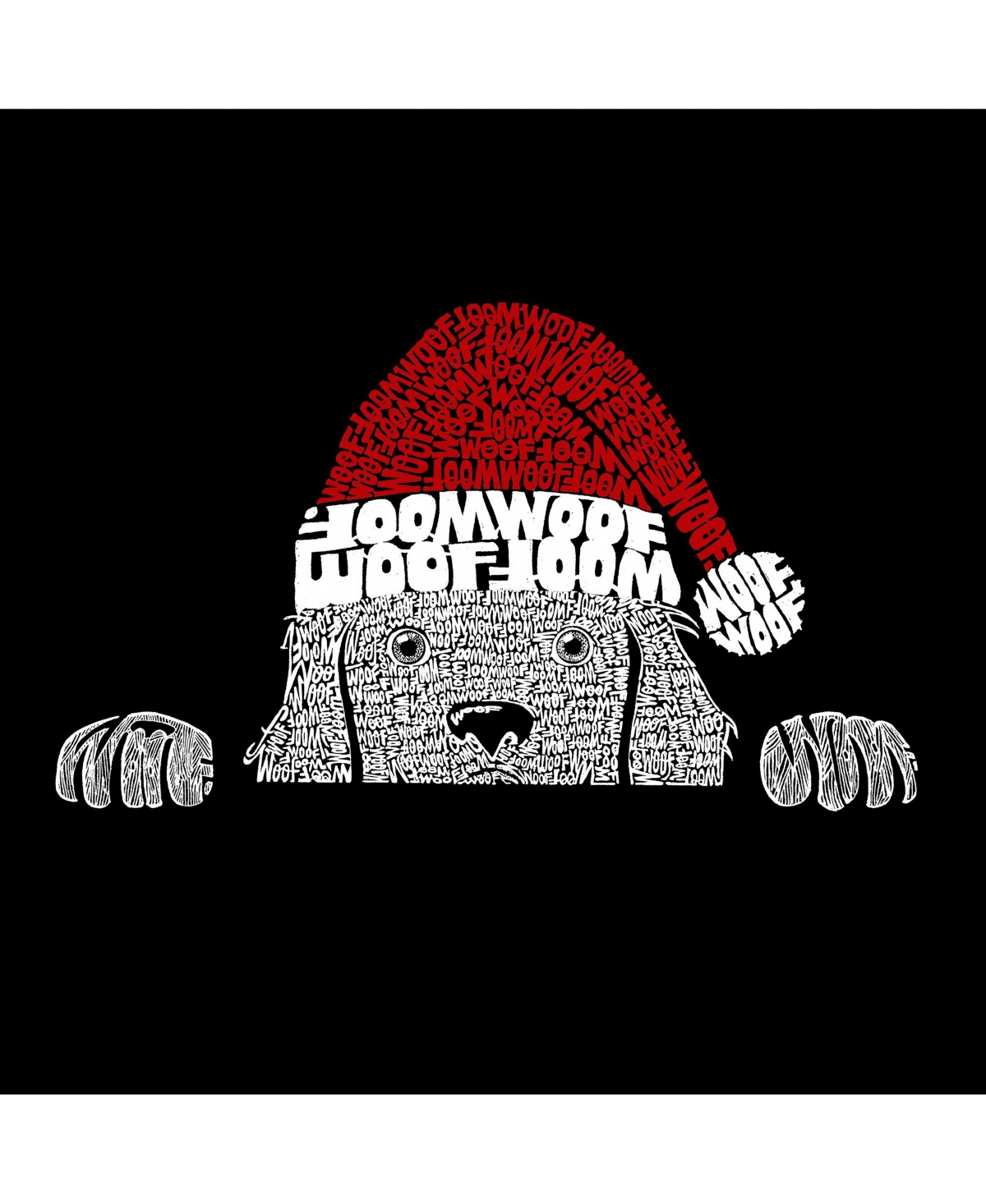 Child Christmas Peeking Dog - Boy's Word Art T-Shirt