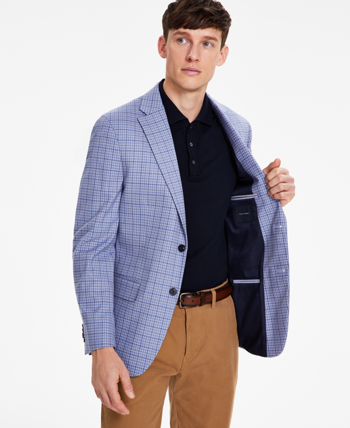 Tommy Hilfiger Men's Modern-Fit Check Sport Coat -grey