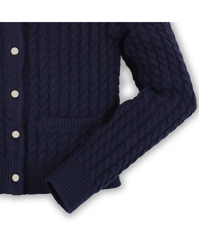 Hope & Henry Girls' Organic Cotton Long Sleeve Classic Cable Cardigan