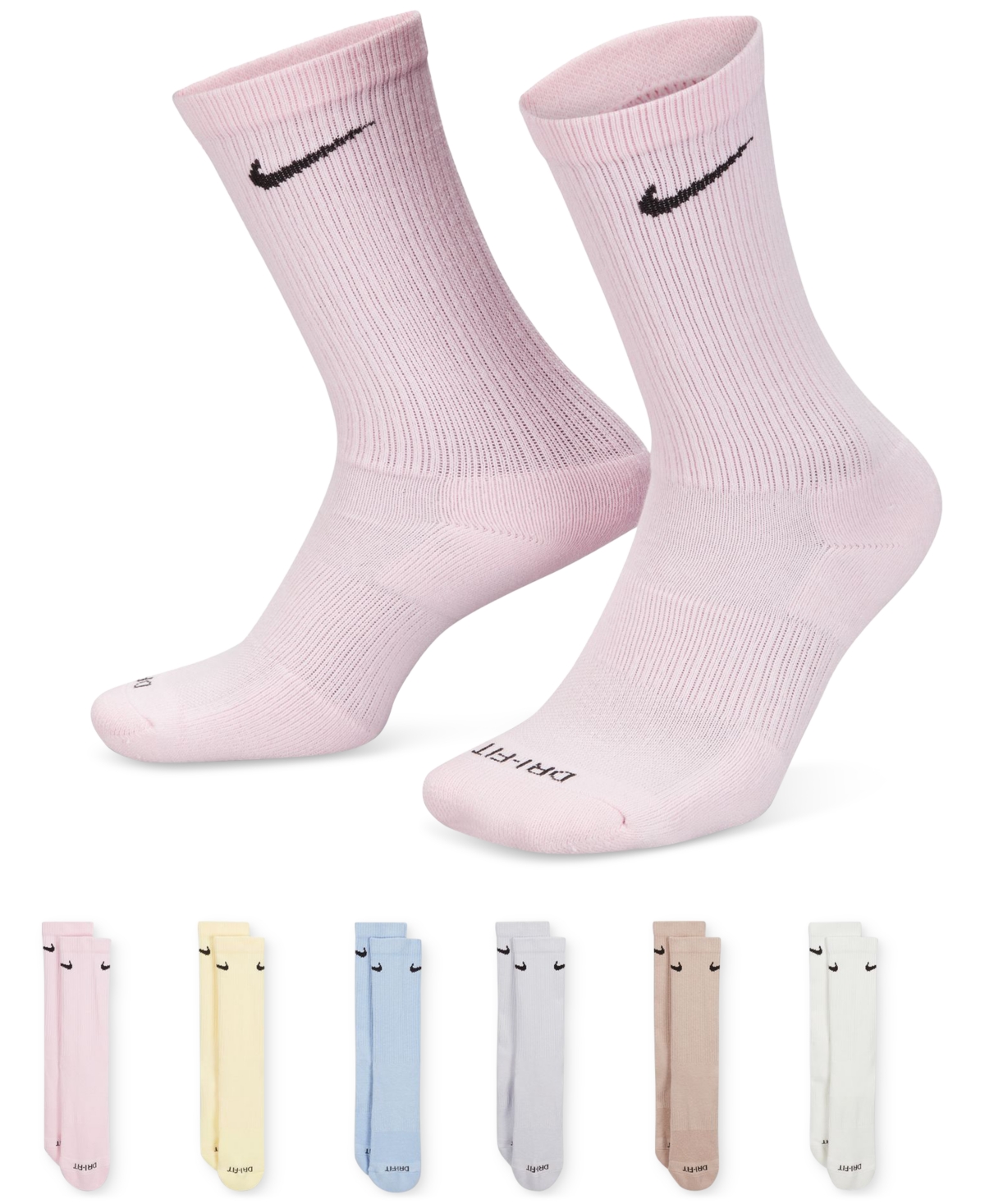 Nike Unisex Everyday Plus Cushioned Training Crew Socks (6 Pairs) -Pink