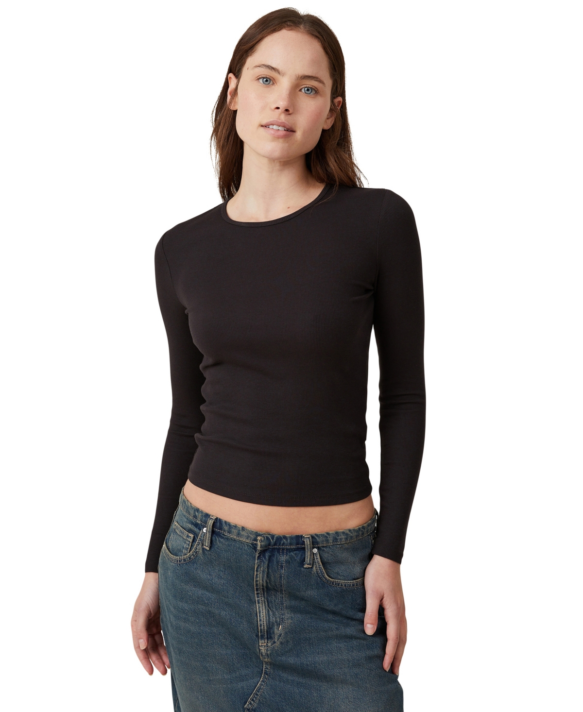 Women's The One Ribbed Crew-Neck Top - Light Gray Marle
