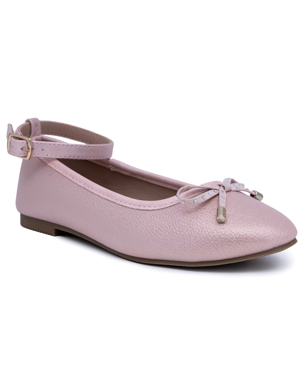 Sugar Little Girls Lanna Round Toe Ankle Strap Flats In Lotus Pink