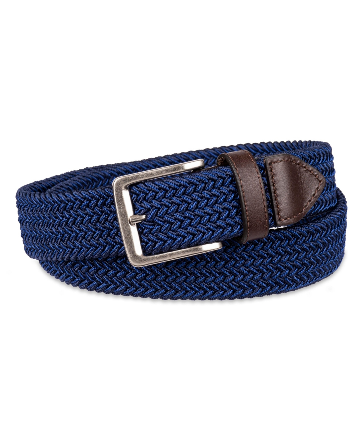 Men's Two-Tone Stretch Braided Web Belt - Navy Blue