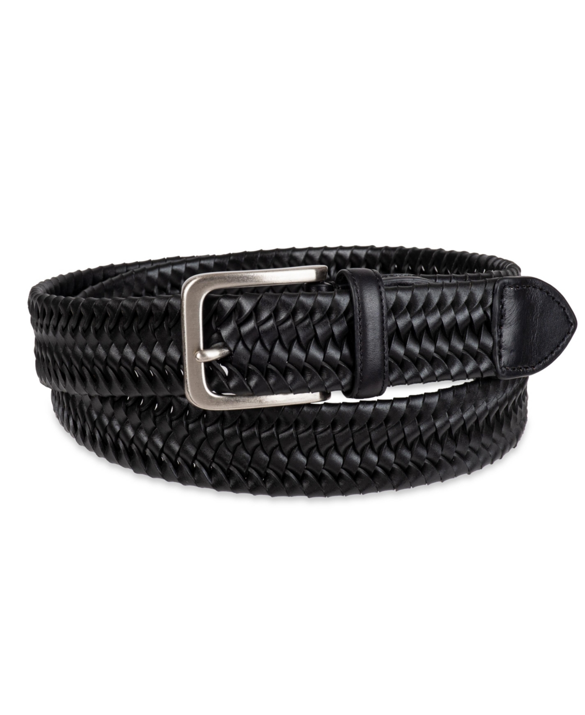 Shop Tommy Bahama Men's Casual Stretch Braided Leather Belt In Black