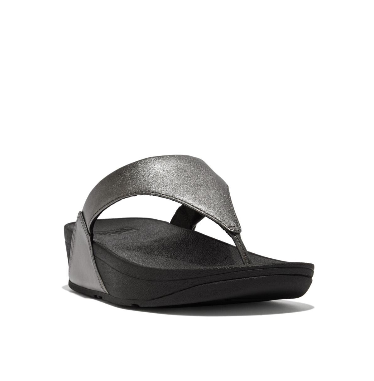 Fitflop Women's Lulu Leather Toe Post In Classic Pewter Mix