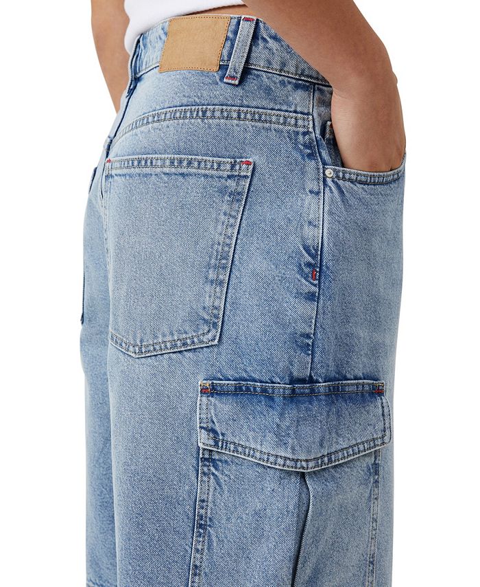 COTTON ON Women's Super Baggy Cargo Denim Jort Shorts - Macy's