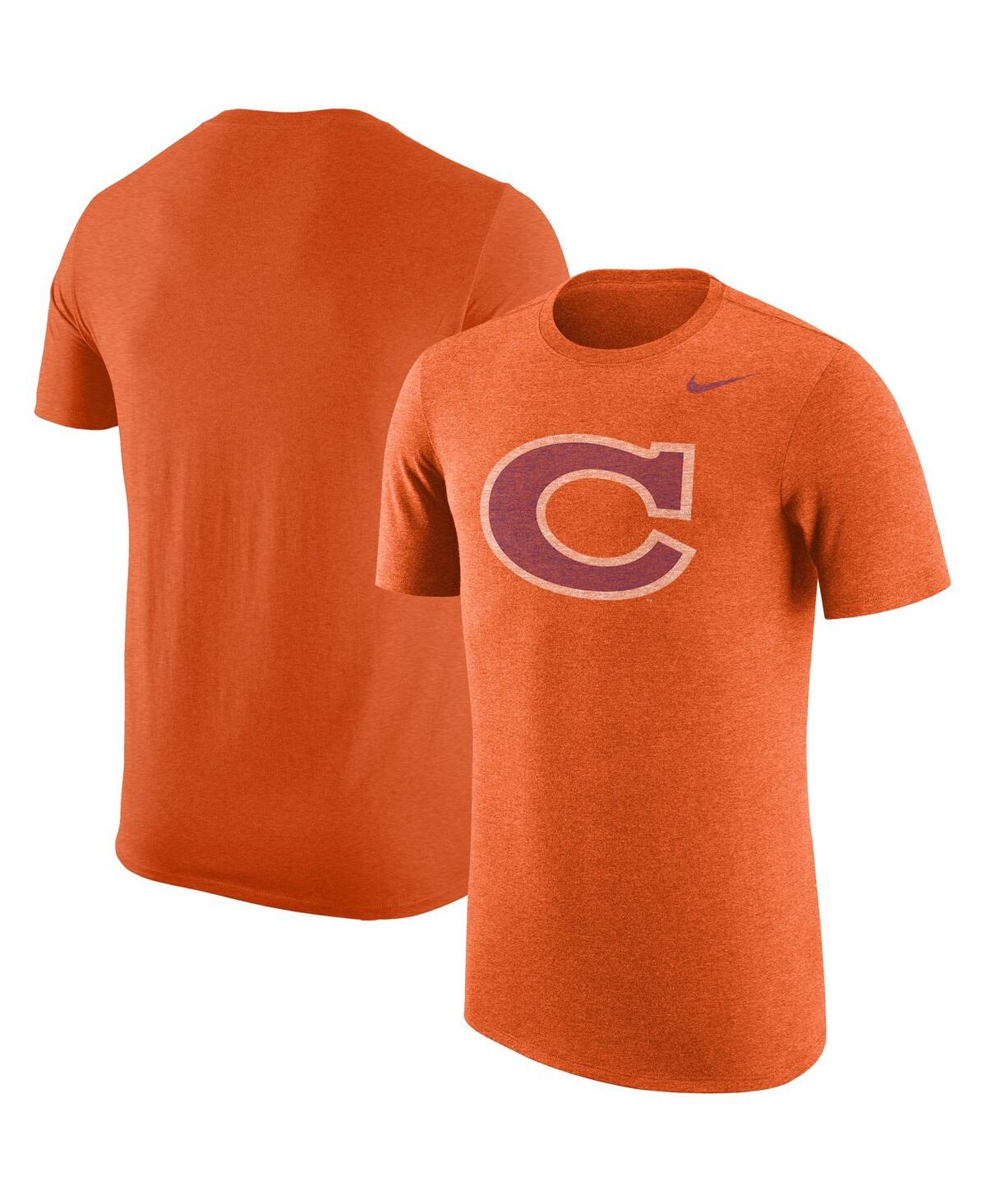 Nike Men's  Heathered Orange Clemson Tigers Vintage-like Logo Tri-blend T-shirt