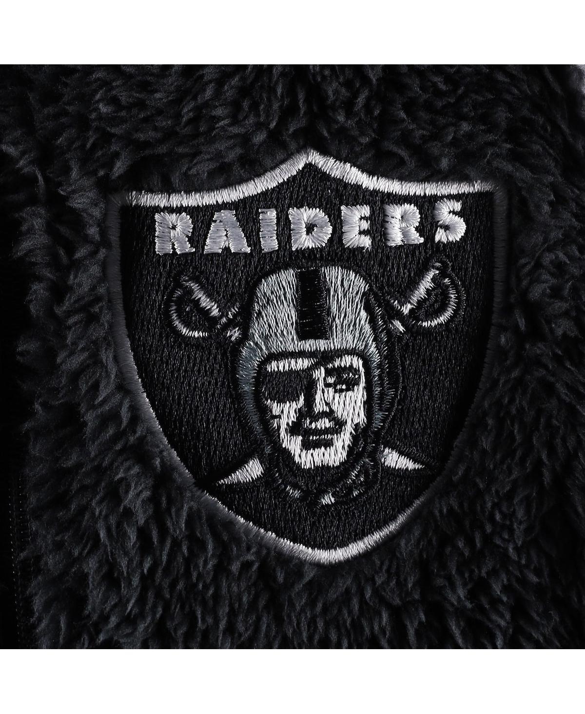 Newborn and Infant Boys and Girls Gray Las Vegas Raiders Game Nap Teddy Fleece Bunting Full-Zip Sleeper - Gray