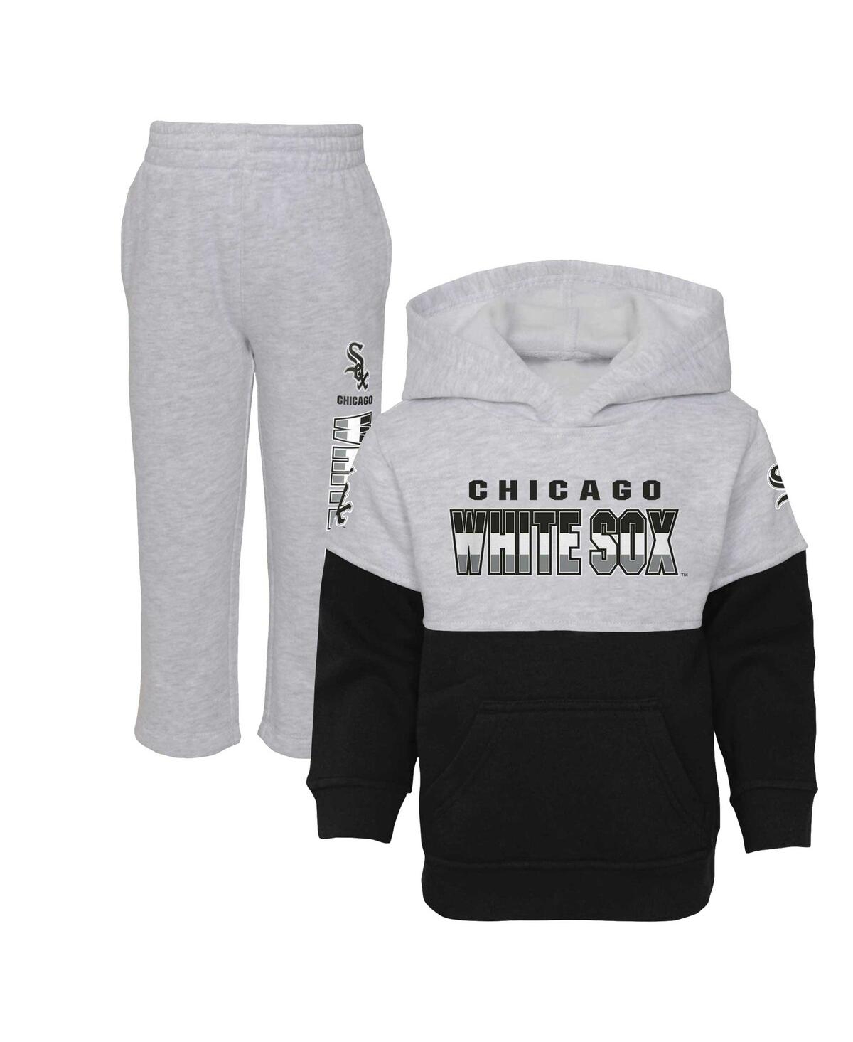 Outerstuff Toddler Boys And Girls Black, Heather Gray Chicago White Sox Two-piece Playmaker Set In Black,heather Gray