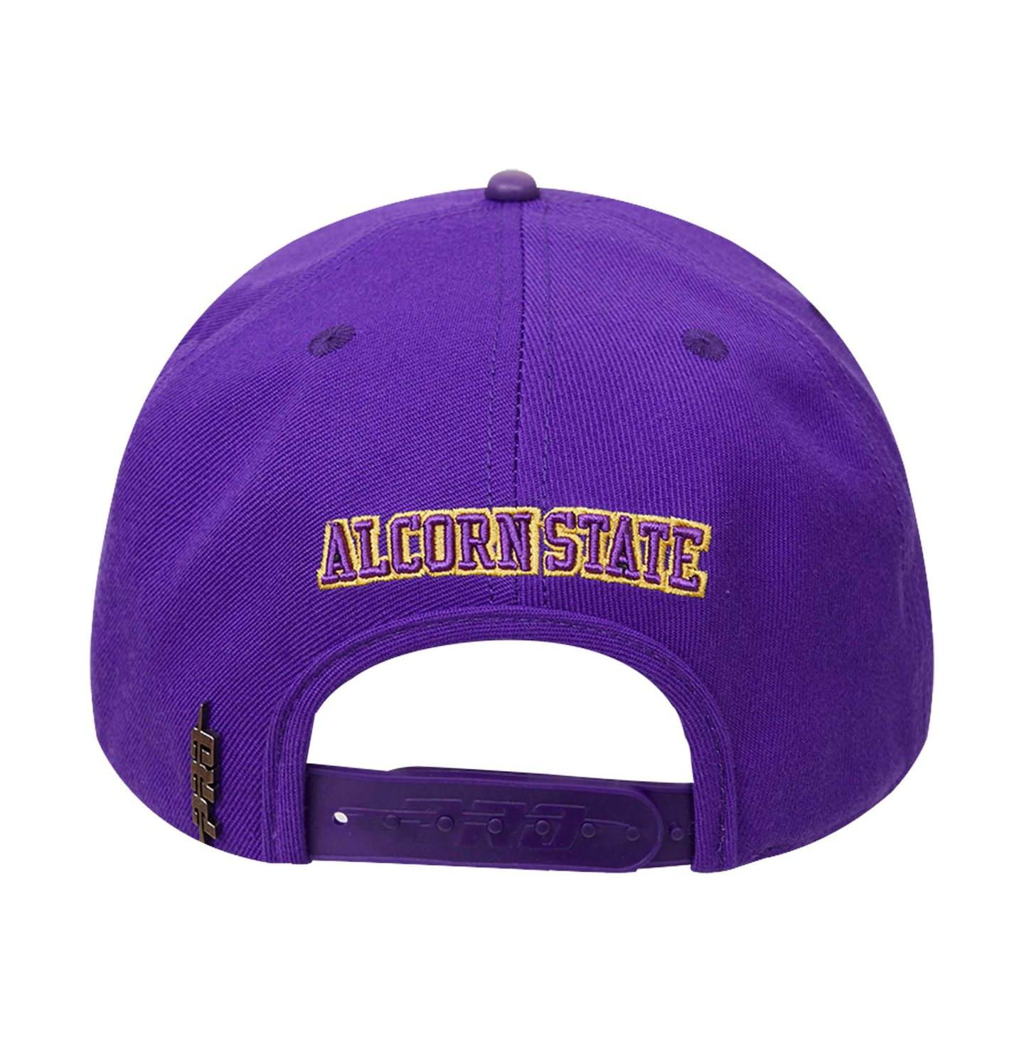Мужская кепка Pro Standard Purple Alcorn State Braves Evergreen Primary Logo Snapback Hat — фото 4