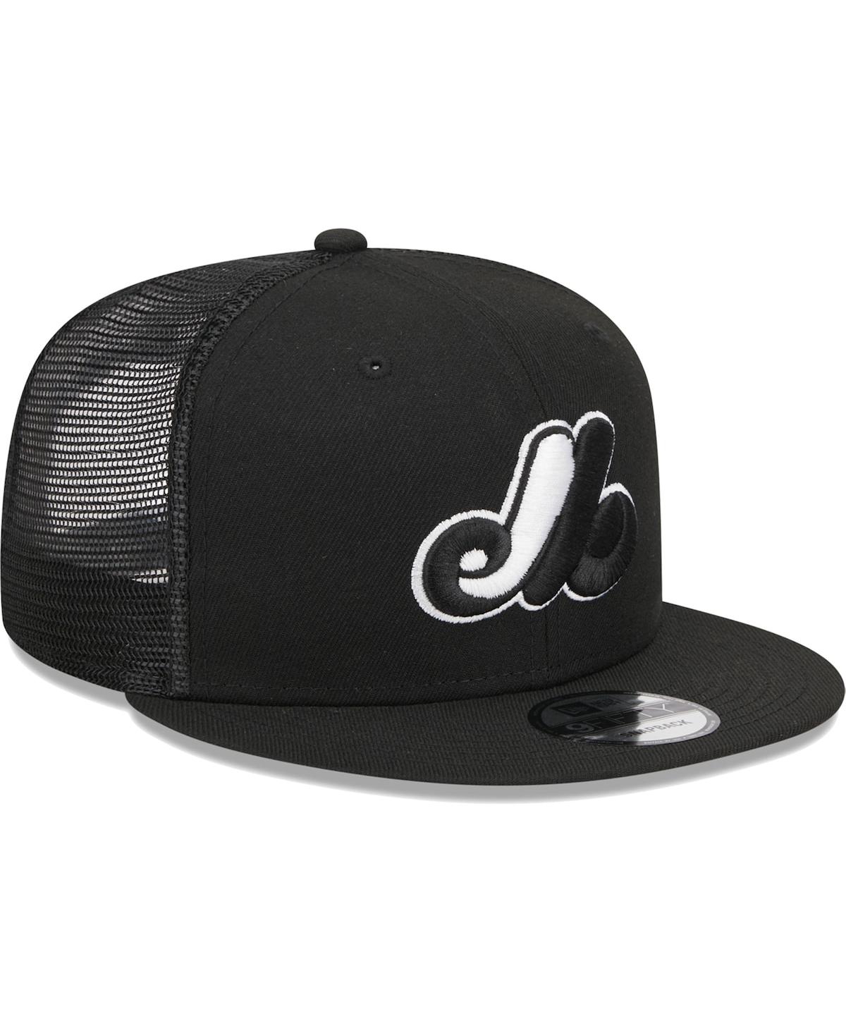 Men's New EraMontreal Expos Cooperstown Collection Trucker 9FIFTY Snapback Hat - Black