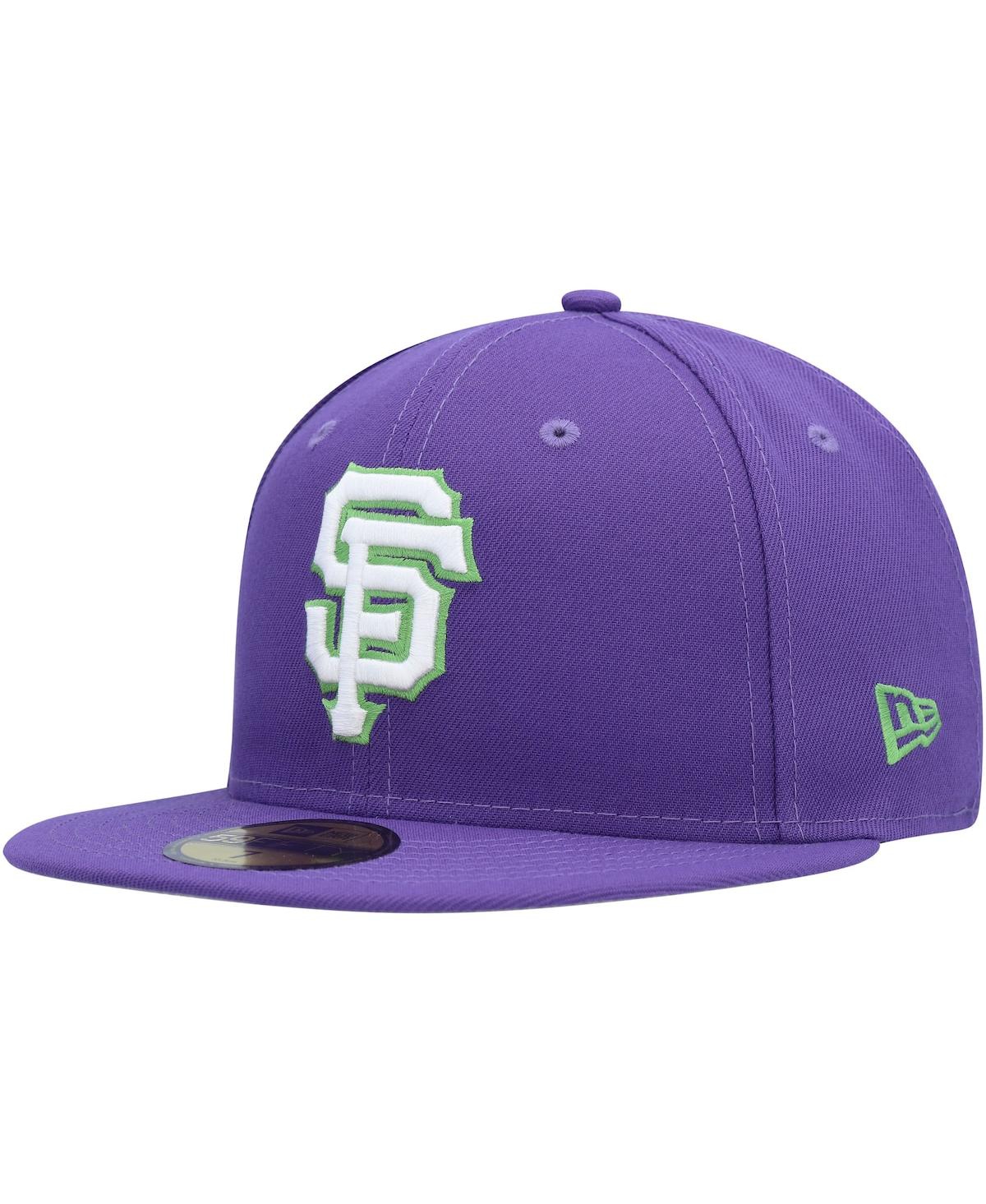 Men's New EraSan Francisco Giants Lime Side Patch 59FIFTY Fitted Hat - Purple