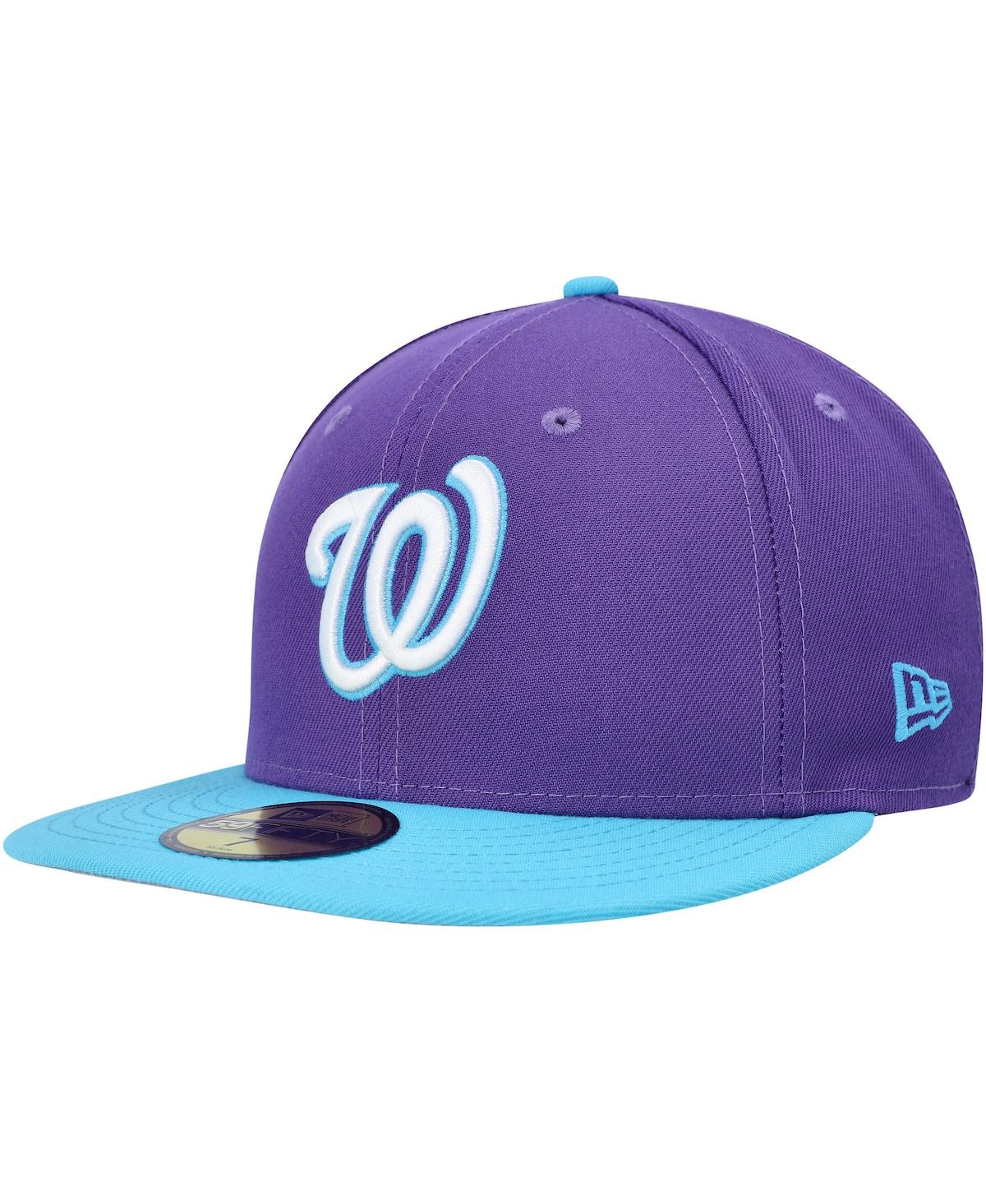 Shop New Era Men's  Purple Washington Nationals Vice 59fifty Fitted Hat