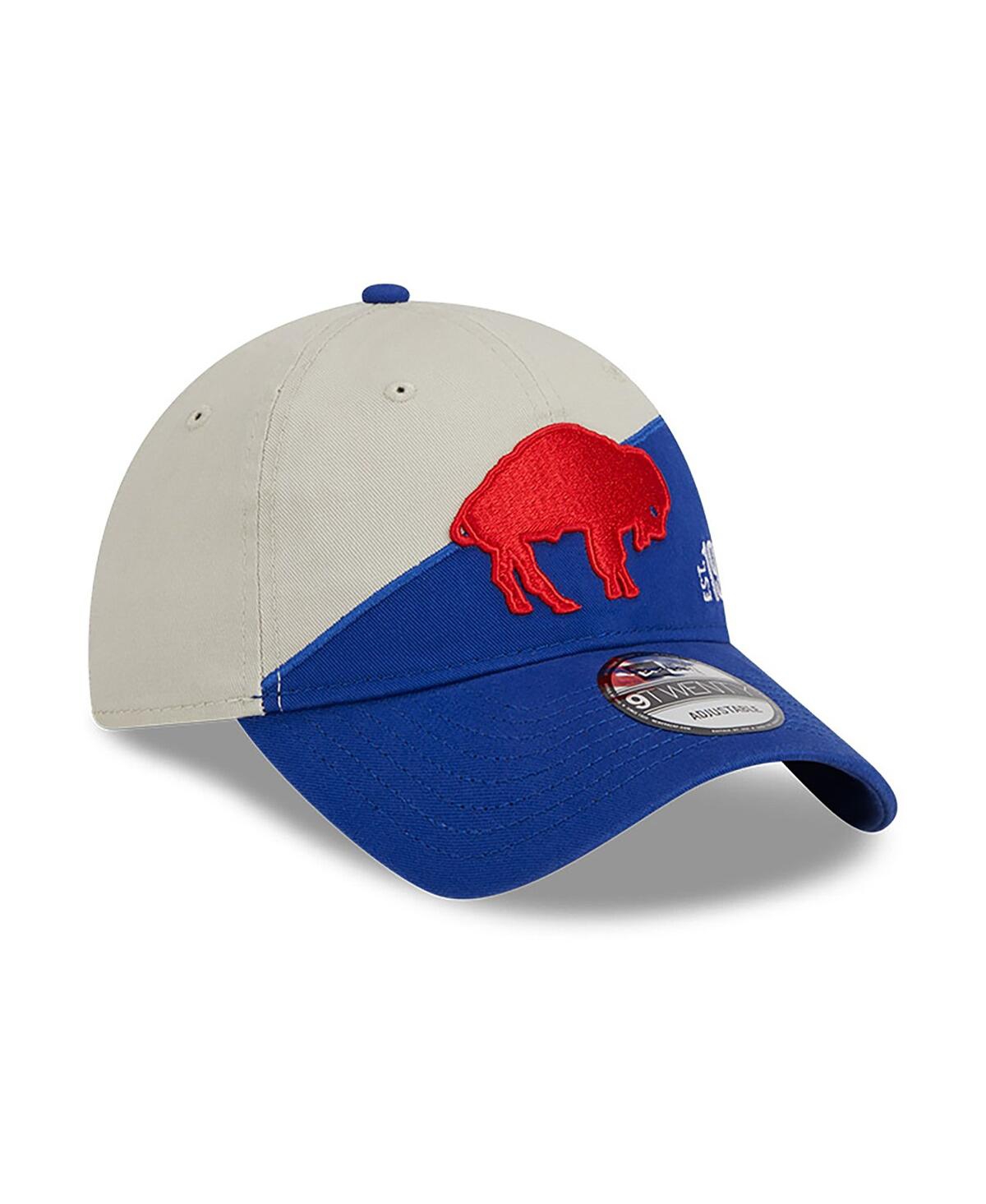 NEW ERA MEN'S NEW ERA CREAM, ROYAL BUFFALO BILLS 2023 SIDELINE HISTORIC 9TWENTY ADJUSTABLE HAT 