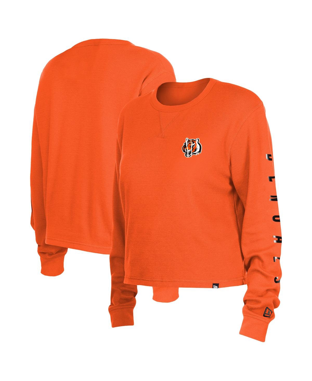 NEW ERA WOMEN'S NEW ERA ORANGE CINCINNATI BENGALS THERMAL CROP LONG SLEEVE T-SHIRT 