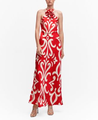 Mango Women's Flower Detail Halter Dress
